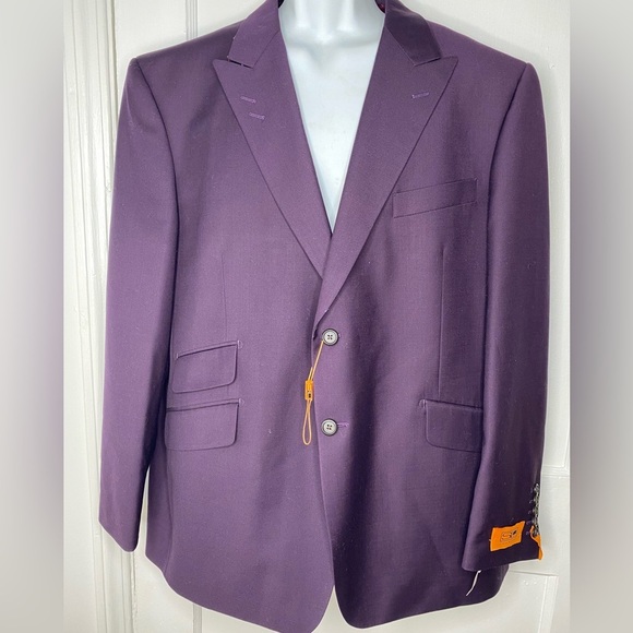 Steven Land New Elegant Purple Men's Suit Jacket Blazer - Picture 1 of 13